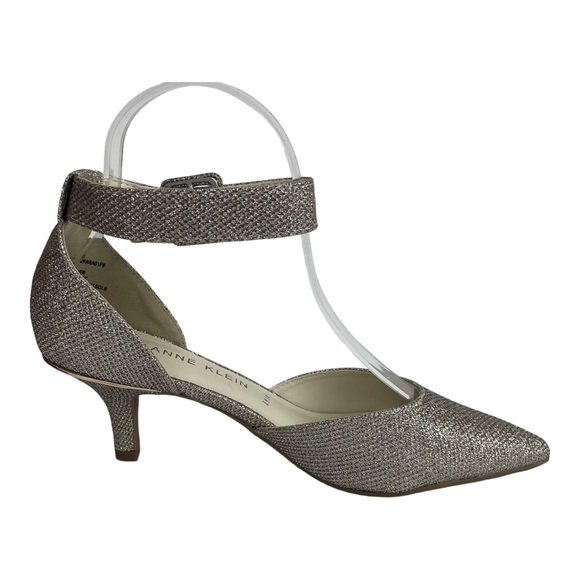 Anne Klein Fararia Anne Platinum Ankle Strap Point Toe Heels Pump Size 8 NWT box - Picture 4 of 15